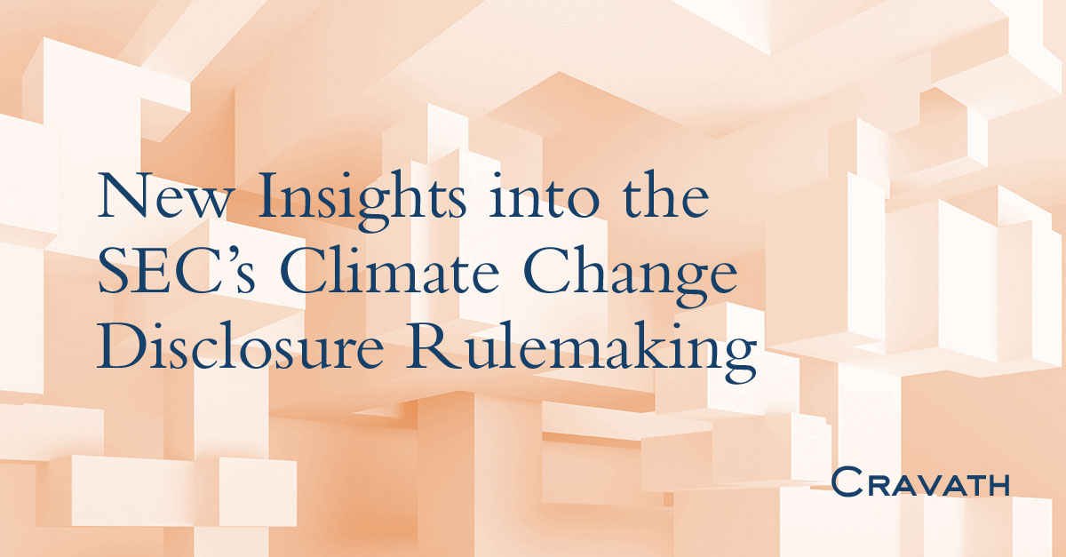 New Insights into the SEC’s Climate Change Disclosure Rulemaking